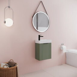 Balterley Green 400mm Wall Hung Cloakroom Vanity Basin Unit With Black Handle Compact Bathroom Storage - thumbnail 4