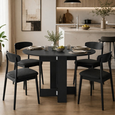 Homcom Drop-Leaf Folding Dining Table With Foldable Leaves, Kitchen, Black - image 1