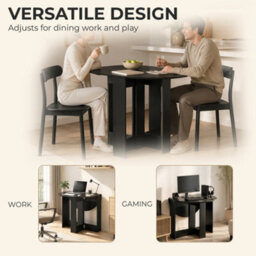 Homcom Drop-Leaf Folding Dining Table With Foldable Leaves, Kitchen, Black - thumbnail 6