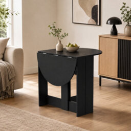 Homcom Drop-Leaf Folding Dining Table With Foldable Leaves, Kitchen, Black - thumbnail 9