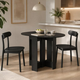 Homcom Drop-Leaf Folding Dining Table With Foldable Leaves, Kitchen, Black - thumbnail 2