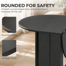 Homcom Drop-Leaf Folding Dining Table With Foldable Leaves, Kitchen, Black - thumbnail 5