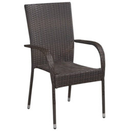 Berkfield 5 Piece Garden Dining Set Brown Poly Rattan - thumbnail 5