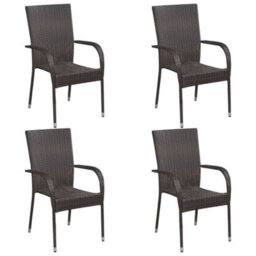 Berkfield 5 Piece Garden Dining Set Brown Poly Rattan - thumbnail 4
