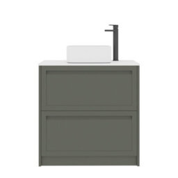 Royal Bathrooms Royal Bathroom Elmore 800mm Matt Green Freestanding Bathroom Vanity Unit 2 Drawer Plain White Worktop With Elena Basin - thumbnail 7