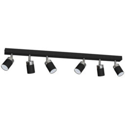 Milagro Joker Hand Made Ceiling Lamp In Matt Black With Striking Chrome Detail Featuring 6 Minmalistic Slender Cylinder Shades - thumbnail 5