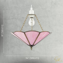 Happy Homewares Soft Rose Pink Chic Tiffany Glass Easy Fit Pendant Shade With Chains - thumbnail 7
