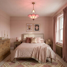 Happy Homewares Soft Rose Pink Chic Tiffany Glass Easy Fit Pendant Shade With Chains - thumbnail 6
