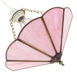 Happy Homewares Soft Rose Pink Chic Tiffany Glass Easy Fit Pendant Shade With Chains - thumbnail 4