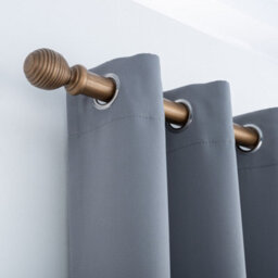 A.unique Home Ribbed Wooden Curtain Pole With Rings And Fittings  - 35mm - 120Cm - Antique Gold - thumbnail 2