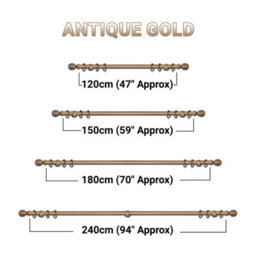 A.unique Home Ribbed Wooden Curtain Pole With Rings And Fittings  - 35mm - 120Cm - Antique Gold - thumbnail 5