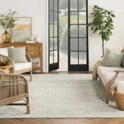 Sage Geometric Modern Wool Rug For Living Room Bedroom & Dining Room-61Cm X 91Cm - thumbnail 1