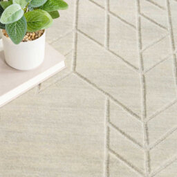 Sage Geometric Modern Wool Rug For Living Room Bedroom & Dining Room-61Cm X 91Cm - thumbnail 3