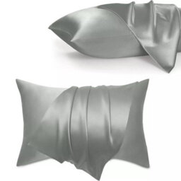 Ameha Grey Stain Silk Pillowcase Ultra Soft Anti Wrinkle Pillow Cover For Hair & Skin Friendly Standard Size 50X75 Cm Pair - thumbnail 9