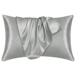 Ameha Grey Stain Silk Pillowcase Ultra Soft Anti Wrinkle Pillow Cover For Hair & Skin Friendly Standard Size 50X75 Cm Pair - thumbnail 2