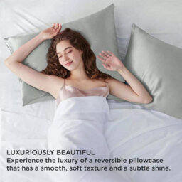 Ameha Grey Stain Silk Pillowcase Ultra Soft Anti Wrinkle Pillow Cover For Hair & Skin Friendly Standard Size 50X75 Cm Pair - thumbnail 7