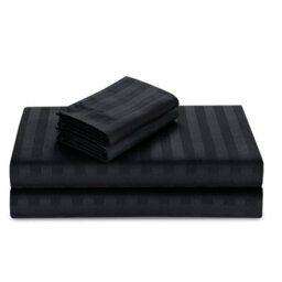 Casabella Satin Stripe Duvet Cover Sets, Double Black Bedding With Satin Stripes, Double Duvet Set & Pillowcases - thumbnail 5