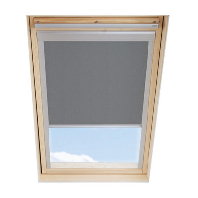 Luxtra (Dhr) Grey Blackout Roller Blind For Velux Roof Window Mk06 With Silver Side Rails - image 1