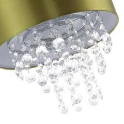 Happy Homewares Modern Olive Green Satin Fabric Pendant Shade With Clear Acrylic Drops - thumbnail 4