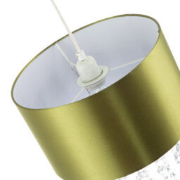 Happy Homewares Modern Olive Green Satin Fabric Pendant Shade With Clear Acrylic Drops - thumbnail 3