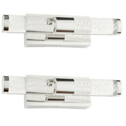 2 Pack Led Bathroom Twin Wall Light 2X 3W Warm White Ip44 Modern Slim Strip Lamp - thumbnail 1