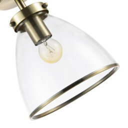Happy Homewares Industrial Style Antique Brass Ceiling Lamp Fitting With Transparent Glass Shade - thumbnail 3