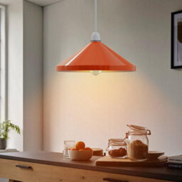 Orange Metal Cone Lampshade E27 Easy Fit Pendant Light - thumbnail 2