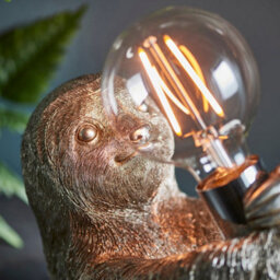 2 Pack Vintage Silver Sloth Table Light - Resin Figure - Chrome Lamp Holder - thumbnail 4
