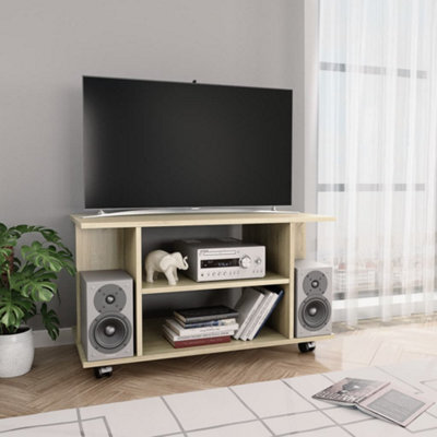 Vidaxl Tv Cabinet With Castors Sonoma Oak 80X40X45 Cm Engineered Wood - image 1