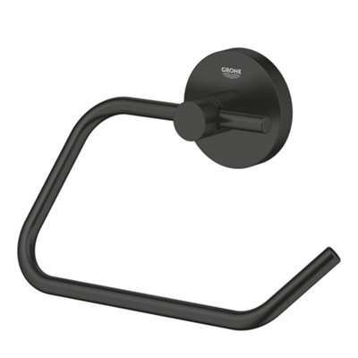 Grohe Start Matt Black Wall-Mounted Toilet Roll Holder (H)119mm (W)119mm - image 1