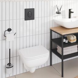 Grohe Start Matt Black Wall-Mounted Toilet Roll Holder (H)119mm (W)119mm - thumbnail 2