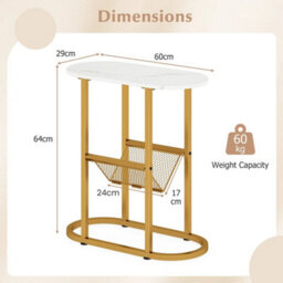 2 Tier Oval End Table Narrow Side Table Set Of 2 W/magazine Holder - thumbnail 2