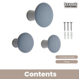 Keypak Decorative Wall Hooks Wall-Mounted Coat Hooks - Set Of 3 Round Wooden Hangers - Screw-In -50mm - Modern - thumbnail 4