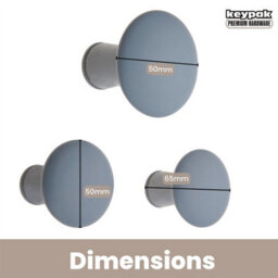 Keypak Decorative Wall Hooks Wall-Mounted Coat Hooks - Set Of 3 Round Wooden Hangers - Screw-In -50mm - Modern - thumbnail 3