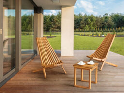 Beliani Bistro Set Bellano Acacia Wood Brown - thumbnail 2