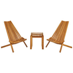 Beliani Bistro Set Bellano Acacia Wood Brown - thumbnail 1