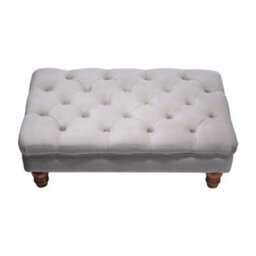 Living And Home Grey Velvet Rectangular Buttoned Velvet Huge Footstool With Padded Wood Leg 900X600 mm - thumbnail 4