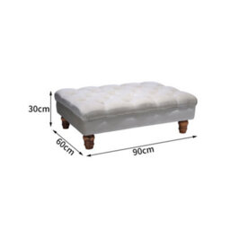 Living And Home Grey Velvet Rectangular Buttoned Velvet Huge Footstool With Padded Wood Leg 900X600 mm - thumbnail 6