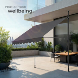 Tectake Awning With Hand Crank - Pressure Fitted , Height Adjustable 200 X 180 Cm - Black/grey - thumbnail 7