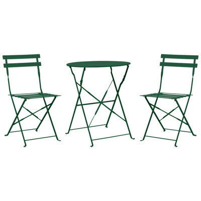 Beliani Bistro Set Folding Fiori Metal Dark Green - image 1