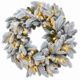 Neo Pre Lit Snow Flocked Festive Christmas Wreath Warm White Led Lights - thumbnail 2