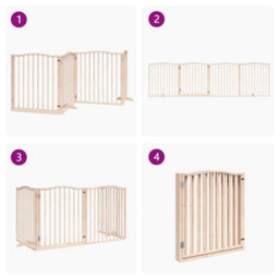 Walplus Wood Dog Gate With Door Foldable 4 Panels 320 Cm Poplar Wood - thumbnail 7