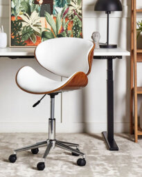 Beliani Desk Chair Rotterdam Faux Leather White - thumbnail 2