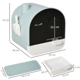 Pawhut Cat Litter Box Kitten Litter Tray W/ Lid, Scoop, Filter, Flap Door - thumbnail 3