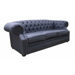 Chesterfield 3 Seater Sofa Gleneagles Plain Charcoal Fabric In Buckingham Style - thumbnail 1