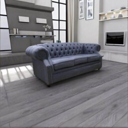 Chesterfield 3 Seater Sofa Gleneagles Plain Charcoal Fabric In Buckingham Style - thumbnail 3