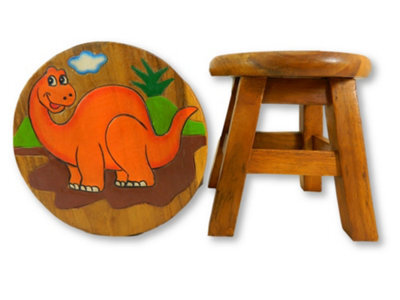 Children's Wooden Stool - Dinosaur Diplodocus Orange Step Stool - image 1