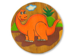 Children's Wooden Stool - Dinosaur Diplodocus Orange Step Stool - thumbnail 2