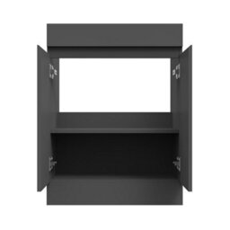 AVER-GROWTH Freestanding Bathroom Vanity Unit Gloss Grey Flat Pack Bathroom Cabinets Only 600(W)X390X(D)X800(H)mm With 2 Doors - thumbnail 3