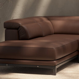 Valencia Valletta Top Grain Leather L Shape With Left Chaise Sofa Dark Brown Kiln-Dried Wood Adjustable Headrest - thumbnail 6